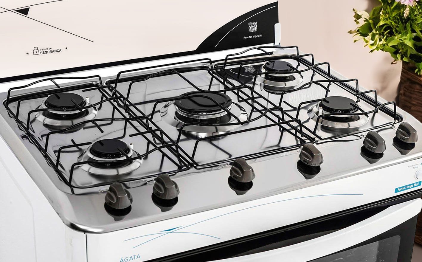 Fogão 5 Bocas Esmaltec Ágata com Acendimento Automático Top
