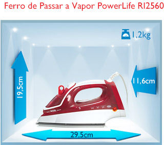 dimensões do ferro de passar Philips Walita