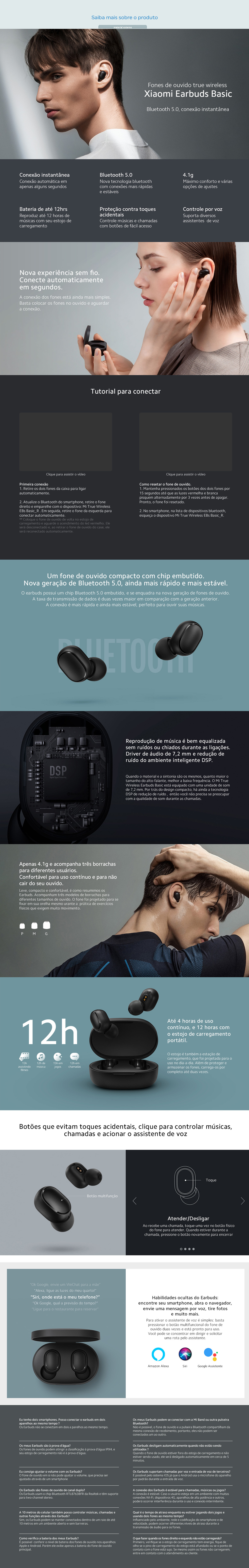 Fone Mi True Wireles Earbuds Basic Fone de Ouvido Bluetooth