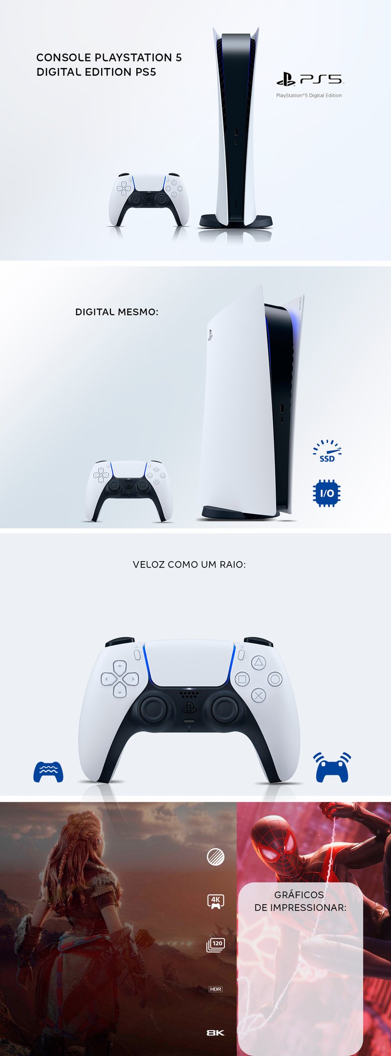 Console PlayStation 5 Digital Edition PS5 - Sony - Outros Games