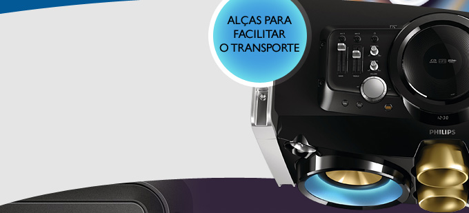 visão superior do mini system com alças para facilitar o transporte
