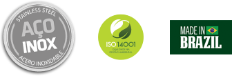 Aço inox | ISO 14001 | Made in Brazil