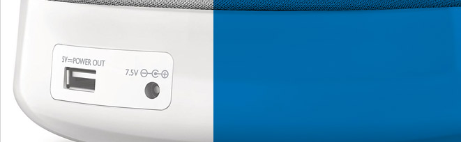 detalhe da entrada USB e energia do Dock Station Philips