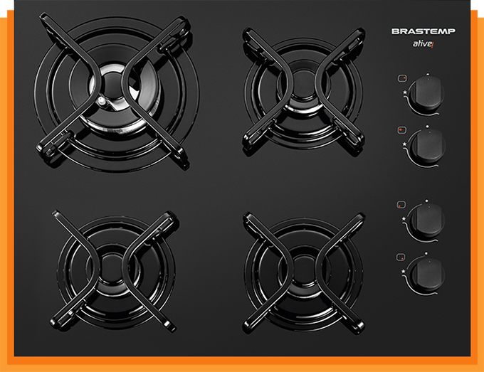 Parte superior cooktop, bocas e botões