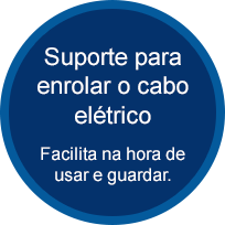 Suporte para enrolar o cabo elétrico - Facilita na hora de usar e guardar.