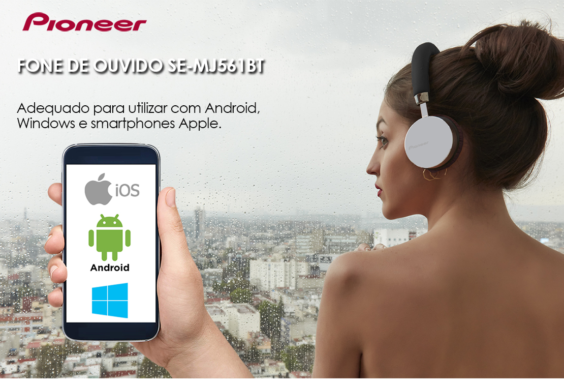 FONE DE OUVIDO PIONEER BLUETOOTH SE-MJ561BTS