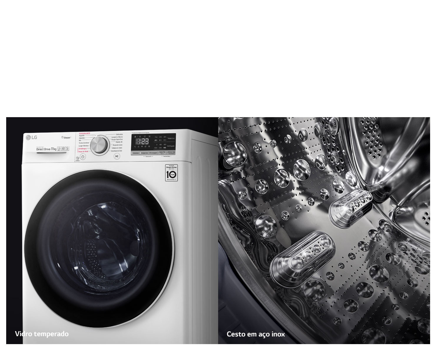 Maior durabilidade e cesto 100% em aço inox Maior durabilidade e cesto 100% em aço inox