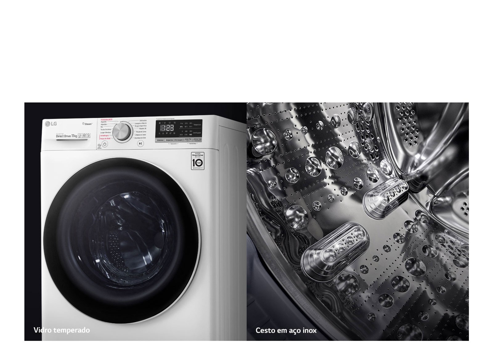 Maior durabilidade e cesto 100% em aço inox Maior durabilidade e cesto 100% em aço inox