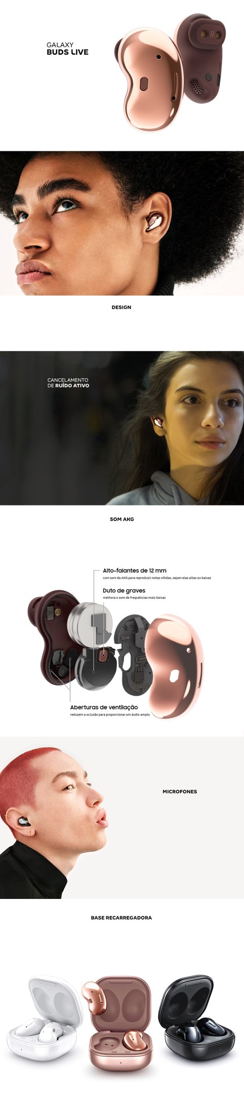 Fone de Ouvido Bluetooth Samsung Galaxy Buds Live R180 Bronze