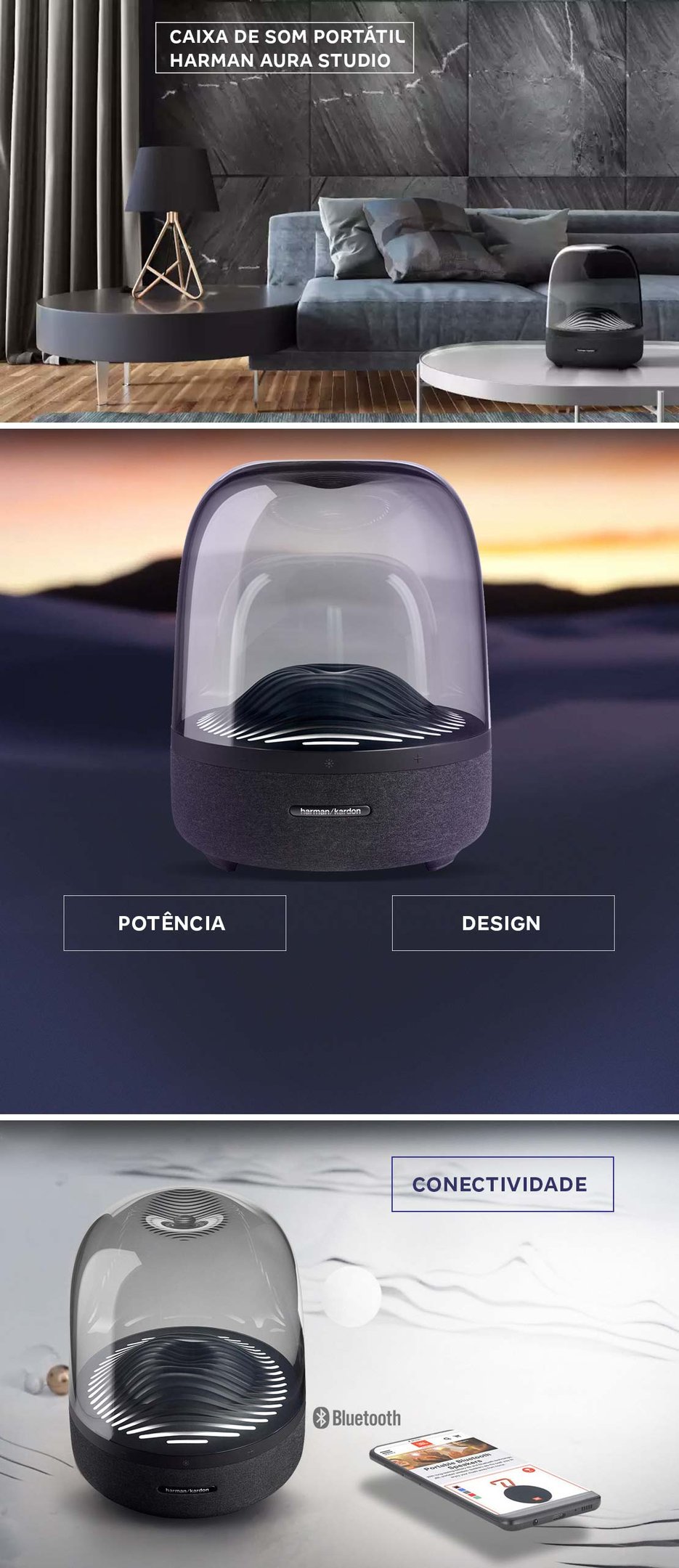 Caixa de Som Harman Kardon Aura Studio 3 - Bluetooth Portátil 100W