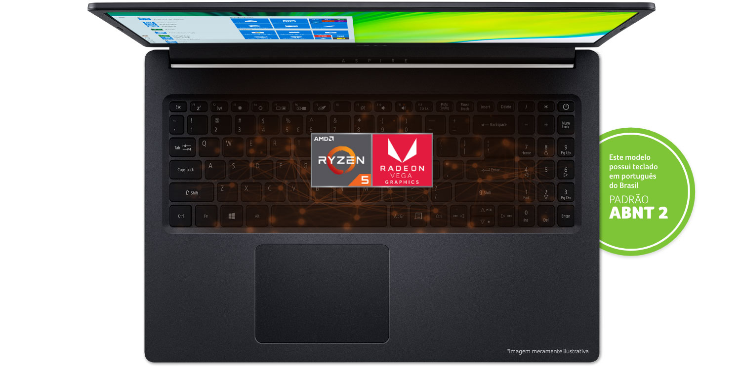 Notebook A315-23G-R2SE e selo Intel® Core™ i3