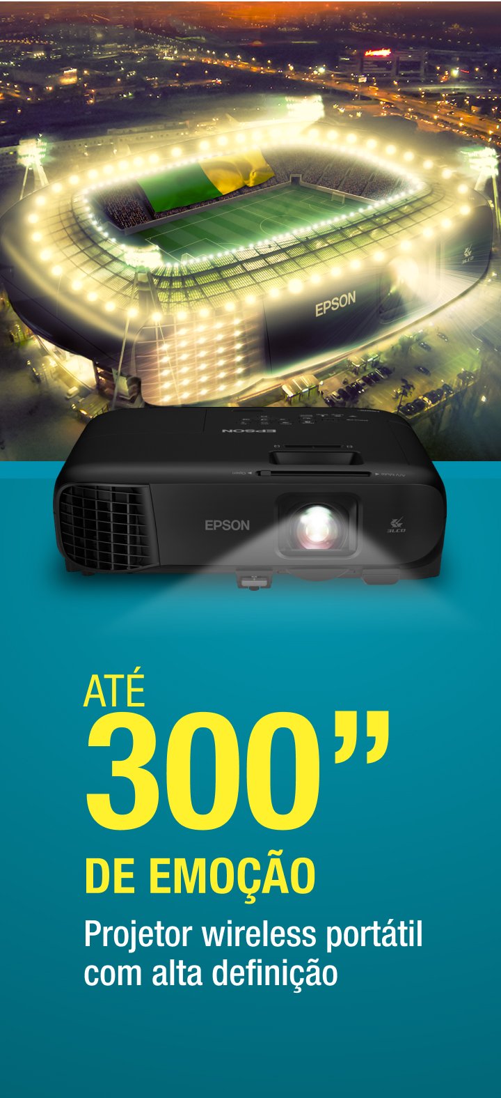 Projetor Portátil Wireless Epson Powerlite FH52, 4.000 Lumens