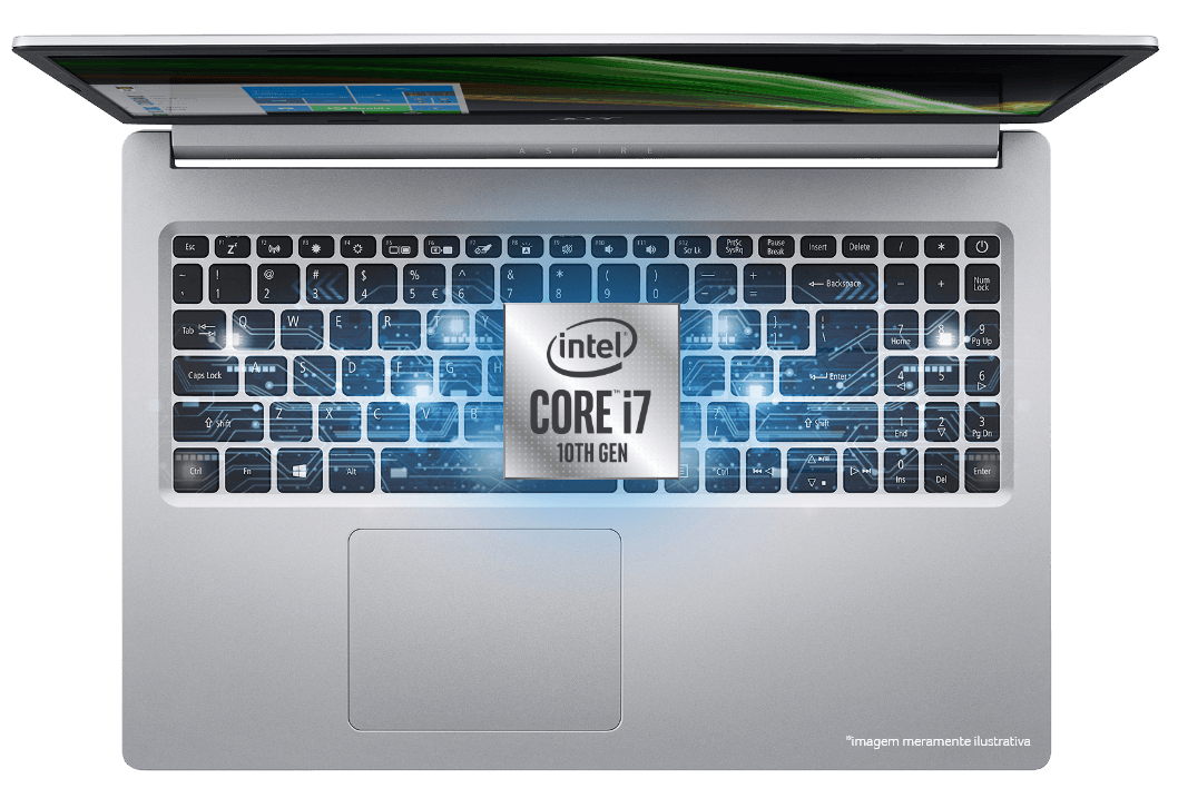 Notebook e selo intel