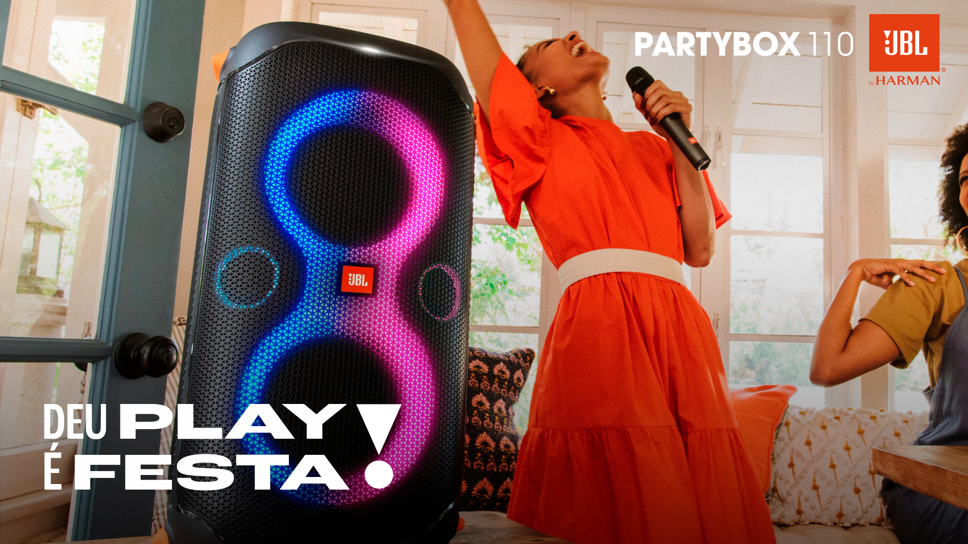 Caixa de Som Portátil JBL Partybox 110, LED, 160W RMS, Bluetooth