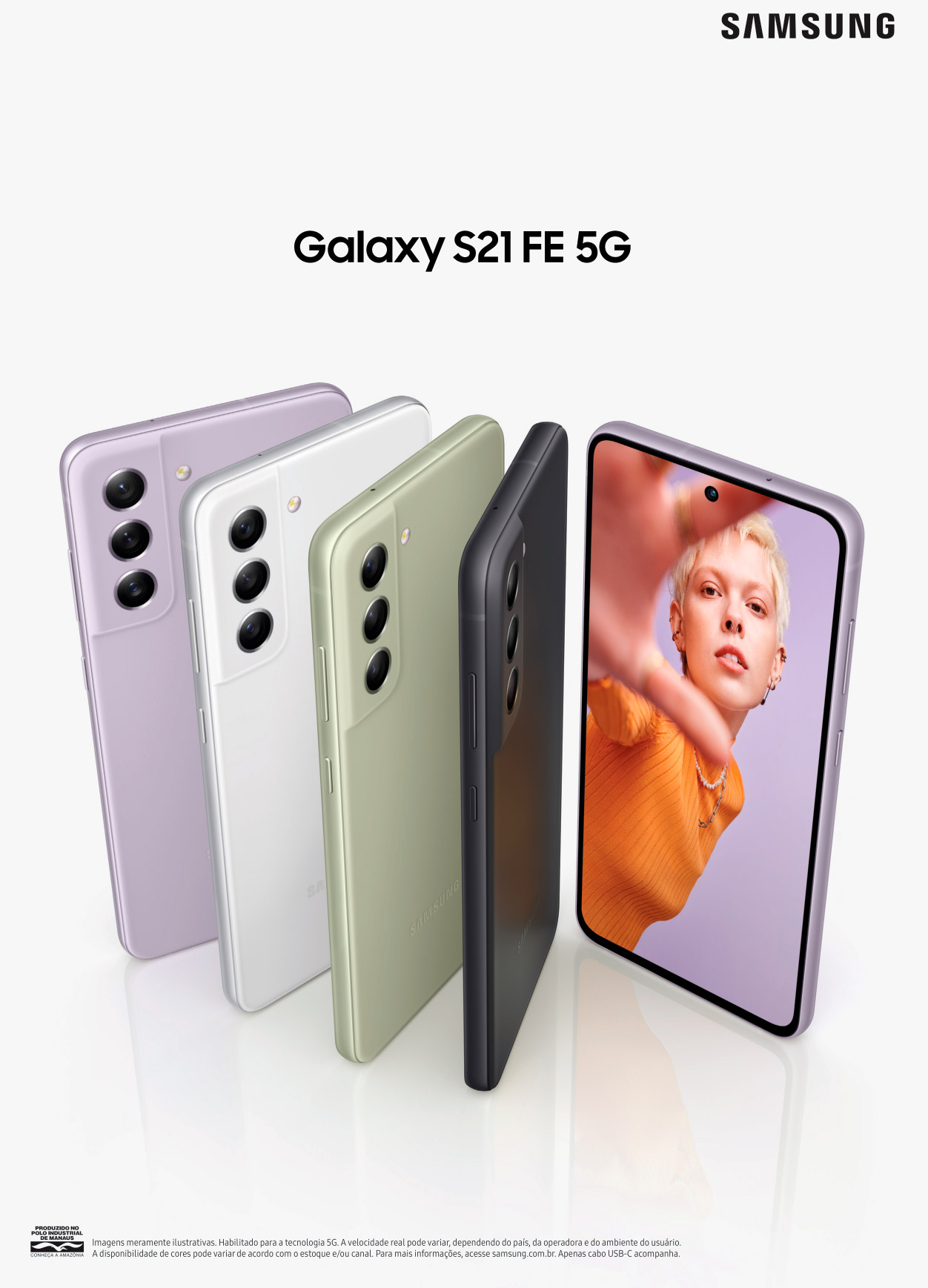 Smartphone Samsung Galaxy S21 FE 256GB Branco 5G Octa-Core 8GB RAM