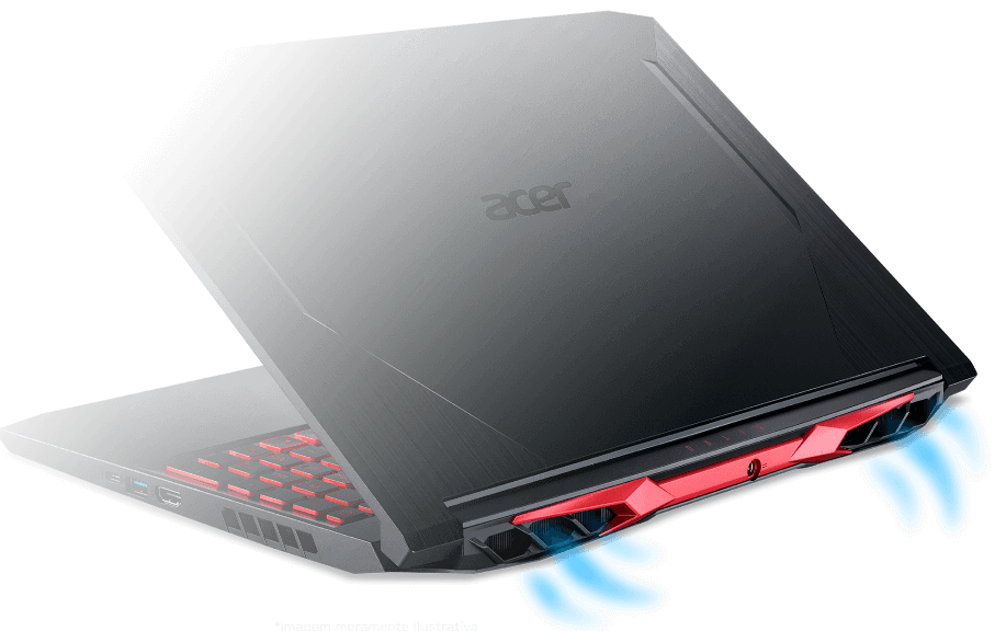 Traseira do Notebook Acer Aspire Nitro 5 e sua tecnologia de resfriamento