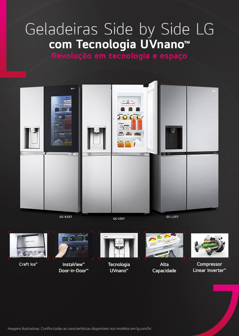 Geladeira Smart LG Side By Side Uvnano 611 Litros GC-L257SLPL
