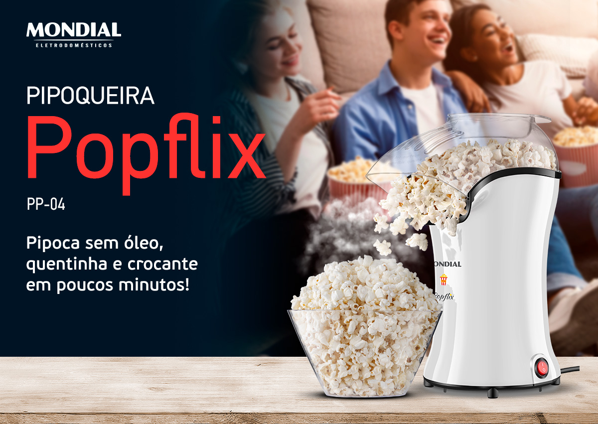 PIPOQUEIRA Popflix PP-04 Pipoca sem óleo, quentinha e crocante em poucos minutos!