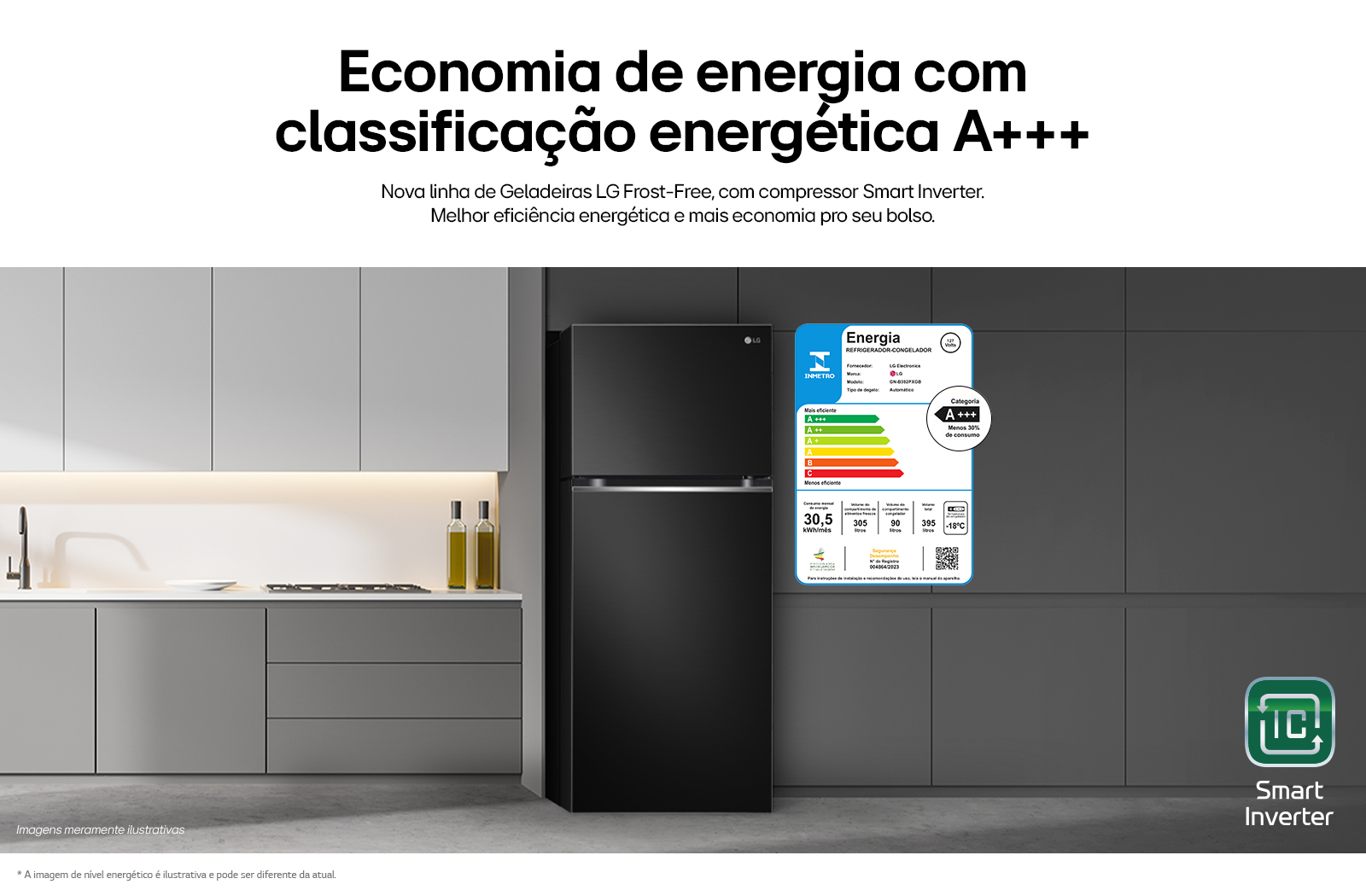 Cozinha com a geladeira ao meio