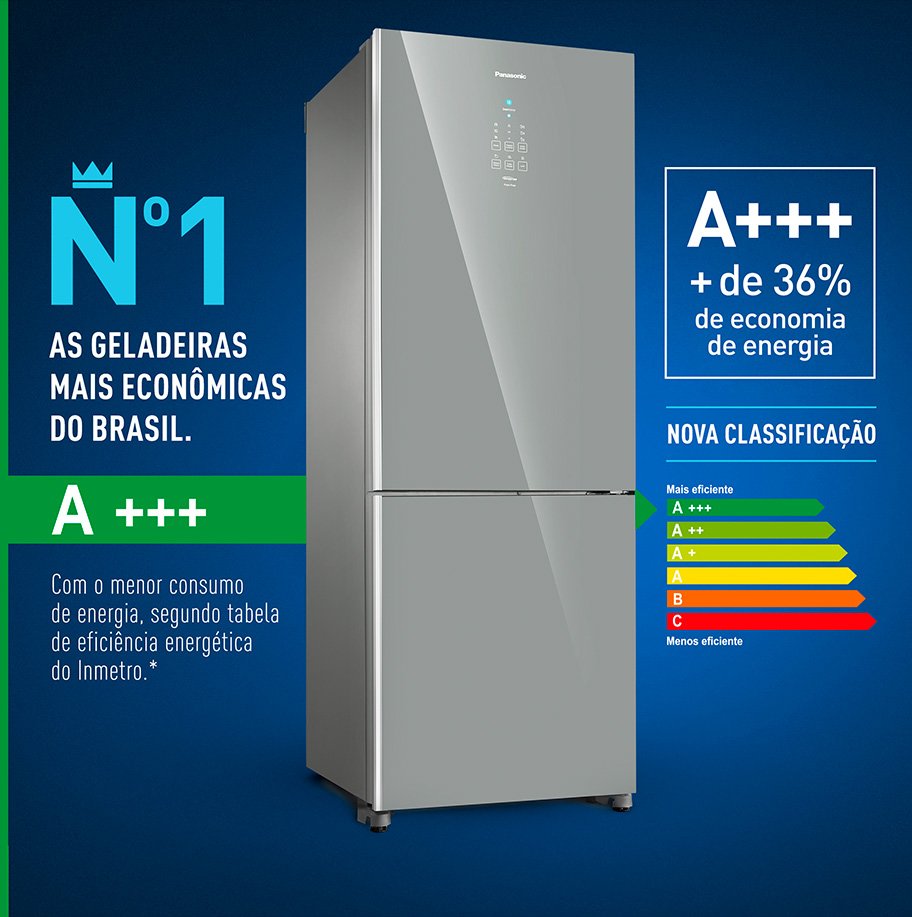 Geladeira Panasonic Bottom Freezer 425L Inverse Cinza 220V NR