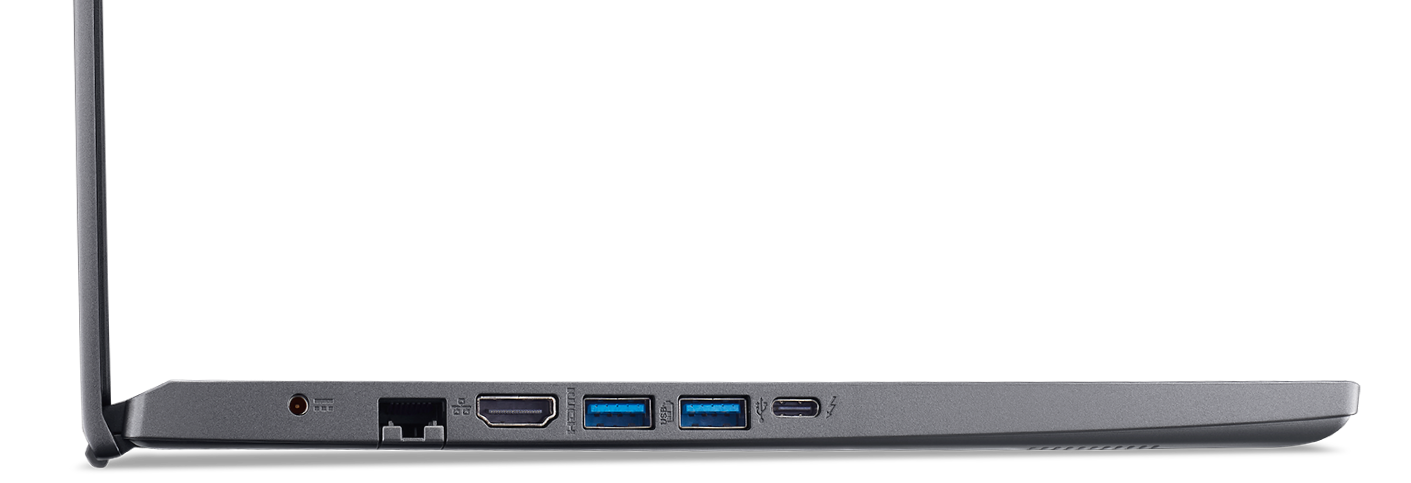 Imagem de um notebook Acer com os seus conectores laterais