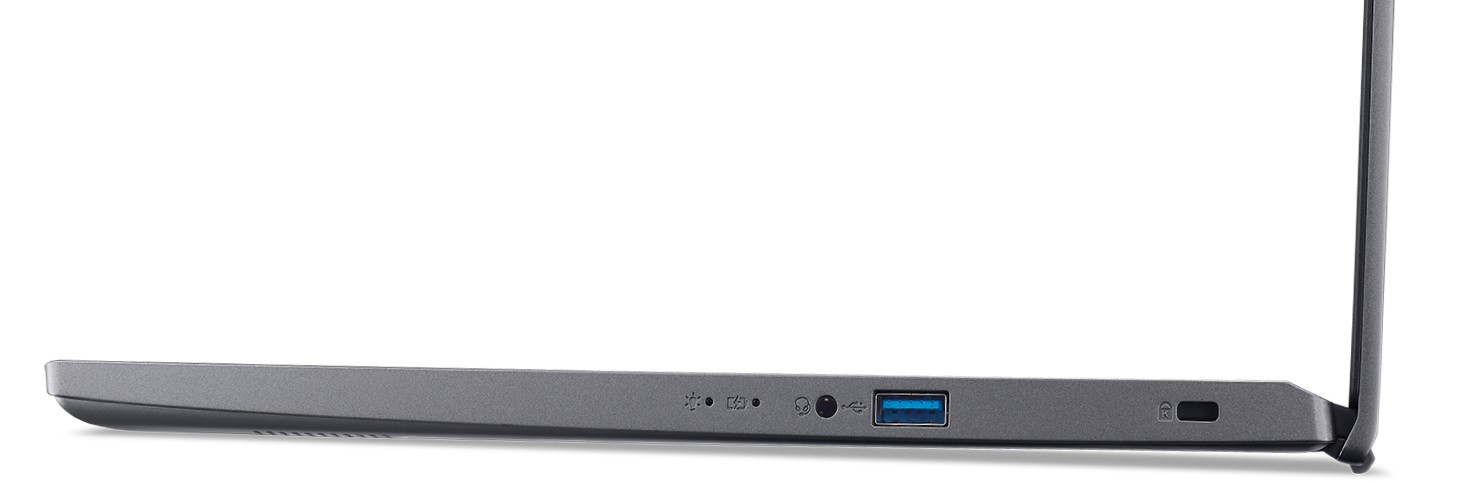 Imagem de um notebook Acer com os seus conectores laterais
