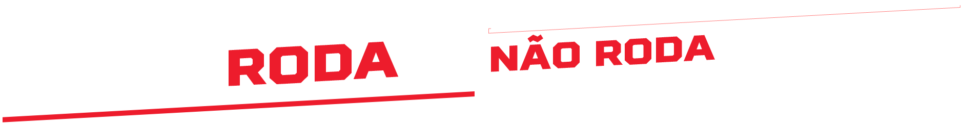 Logo roda ou não roda, em vermelho e branco.