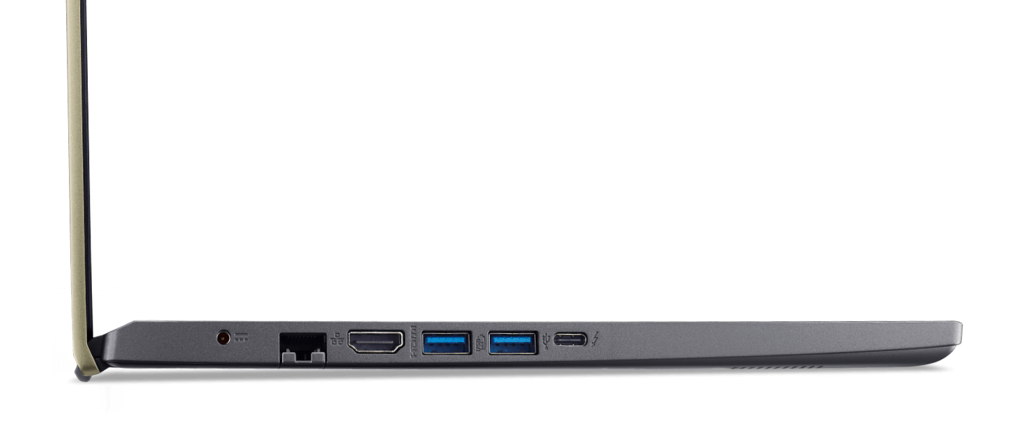 Imagem de um notebook Acer com os seus conectores laterais