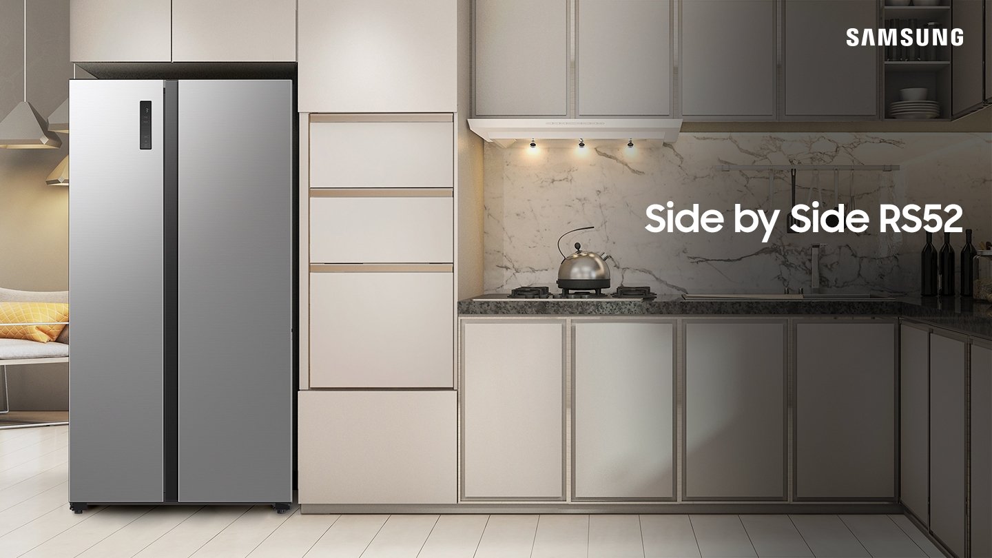 Geladeira Samsung Side By Side RS52 490L Inox Look RS52B3000M9/AZ