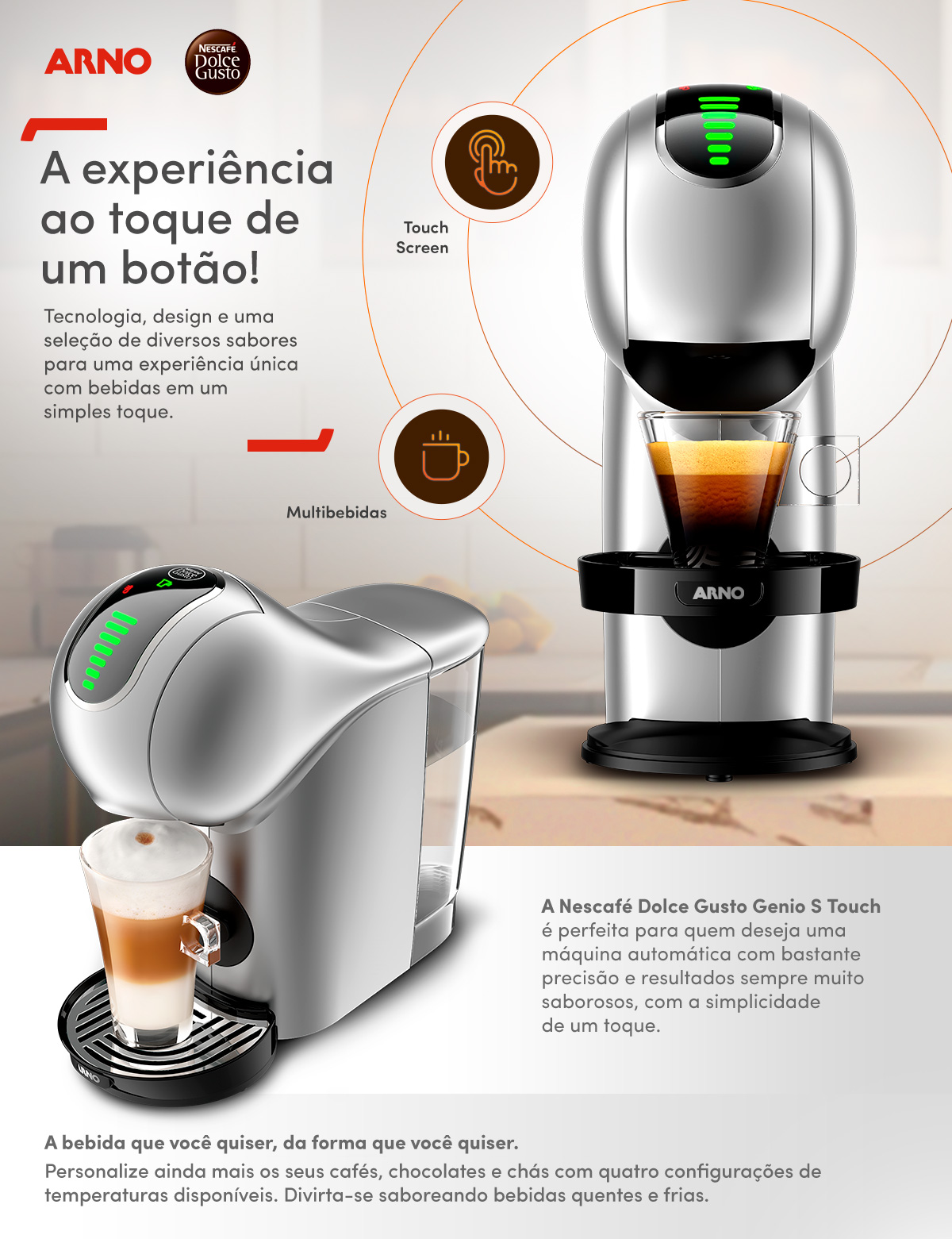 Cafeteira Elétrica Arno Nescafé Dolce Gusto Genio S Touch DGS4