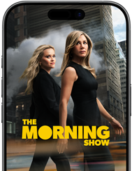 A tela do iPhone 17 mostrando a série The Morning Show do Apple TV+