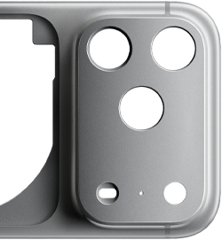 Parte de trás do iPhone 17 Pro, estrutura unibody em alumínio forjado