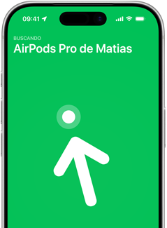 iPhone 17 Pro, tela do app Buscar com Busca Precisa, texto: AirPods Pro de Matias