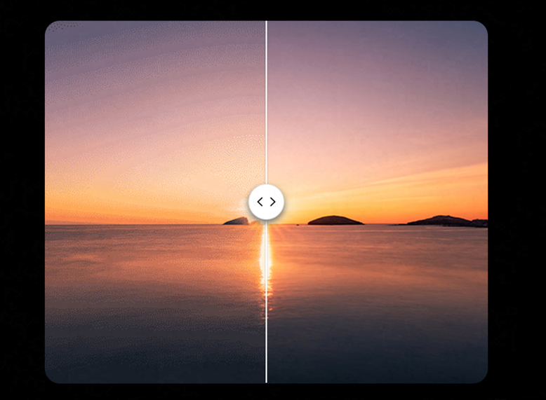 Uma comparação de “antes e depois” mostra os efeitos do ProScaler. As cores também aparecem mais intensas com a tecnologia mDNIe aprimorada.