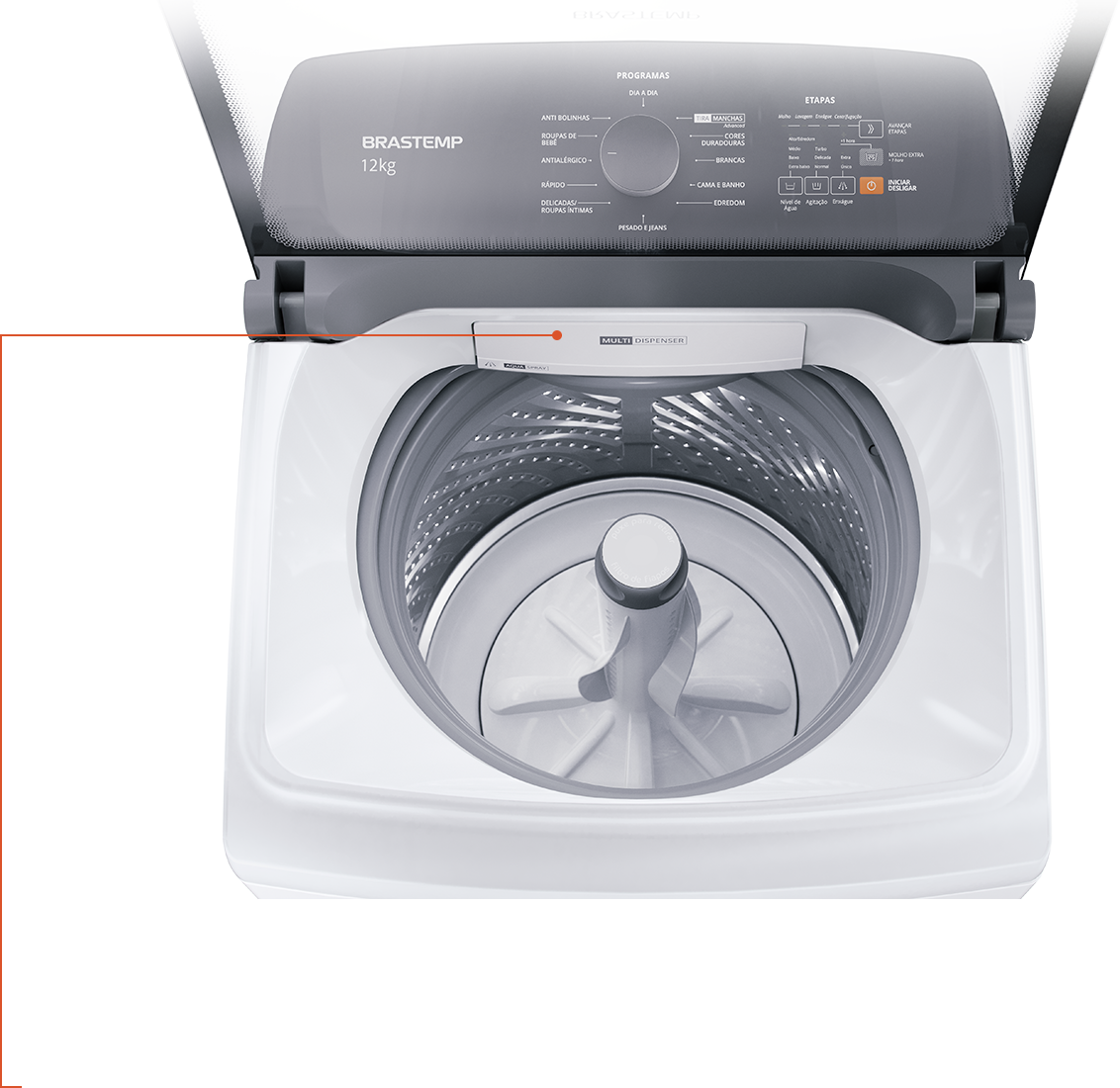 Interior da Lavadora Brastemp Branca 12kg