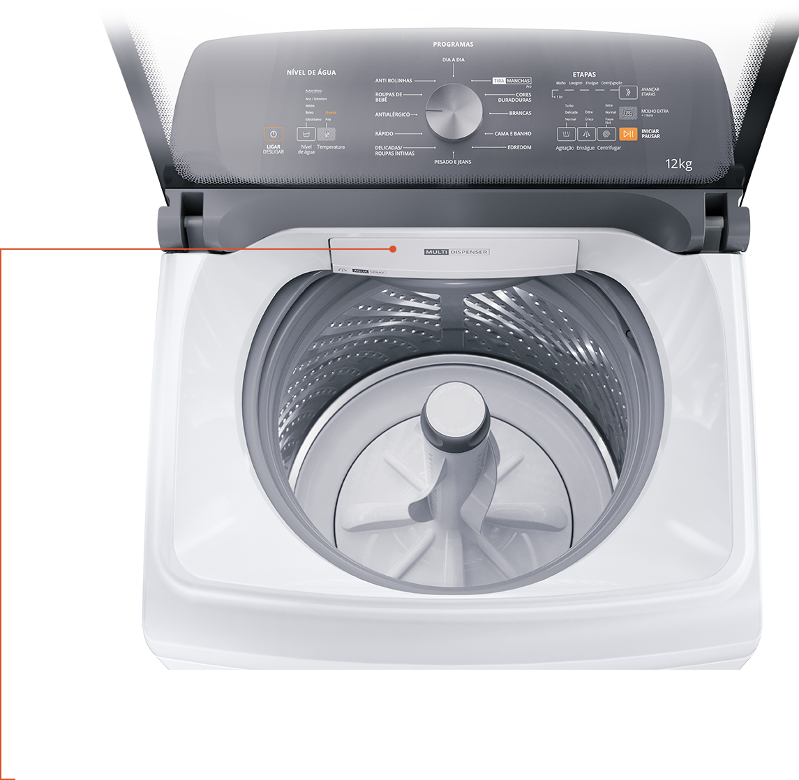 Interior da Lavadora Brastemp Branca 12kg